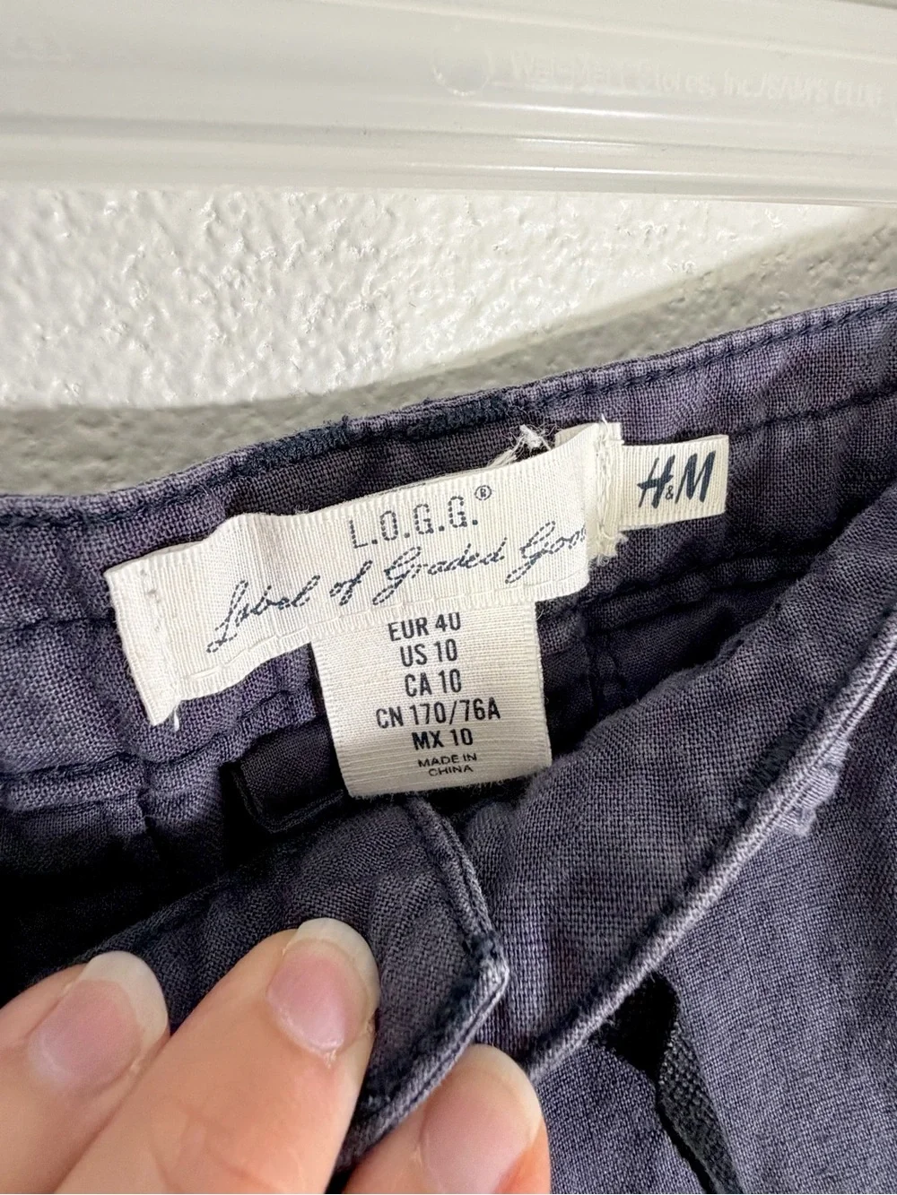 H&M Pants Navy Blue Flared Trousers Cotton Linen Business Work Office Women 10
